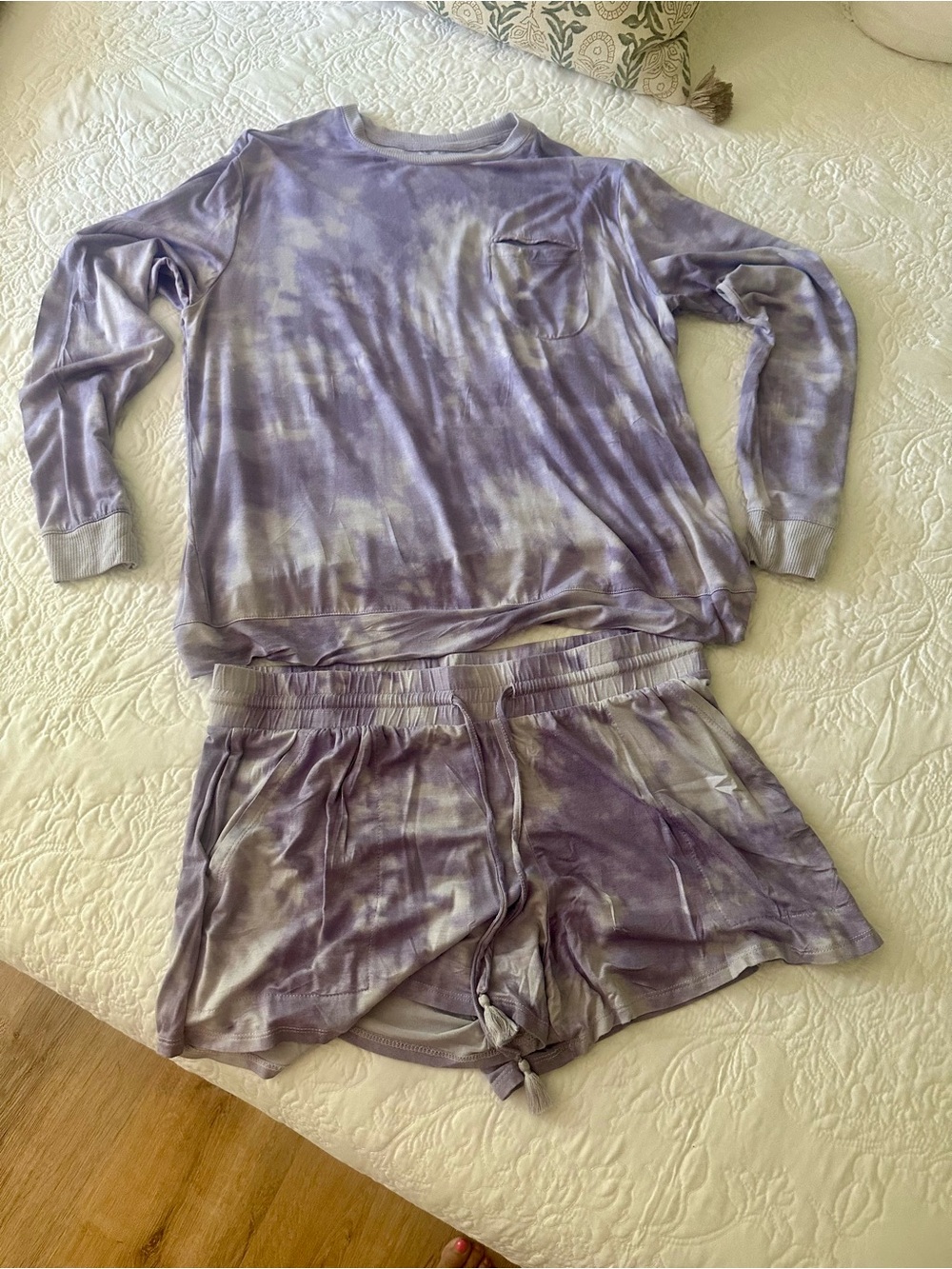 stars above Lavender Tie-Dye Long Sleeve Top & Shorts Pajama Set - Picture 7 of 7